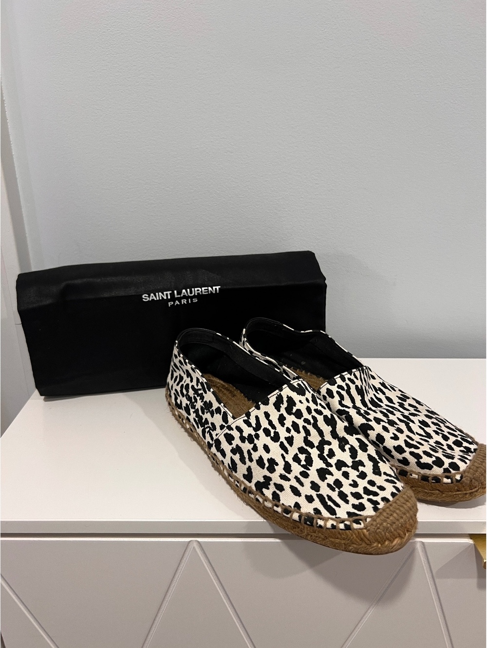 Saint Laurent Paris Leopard Print Espadrilles